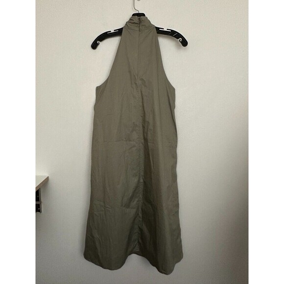 Anine Bing Cosette Twist Neck Halter Dress Shift Green Khaki Cotton Women Medium - Picture 8 of 10